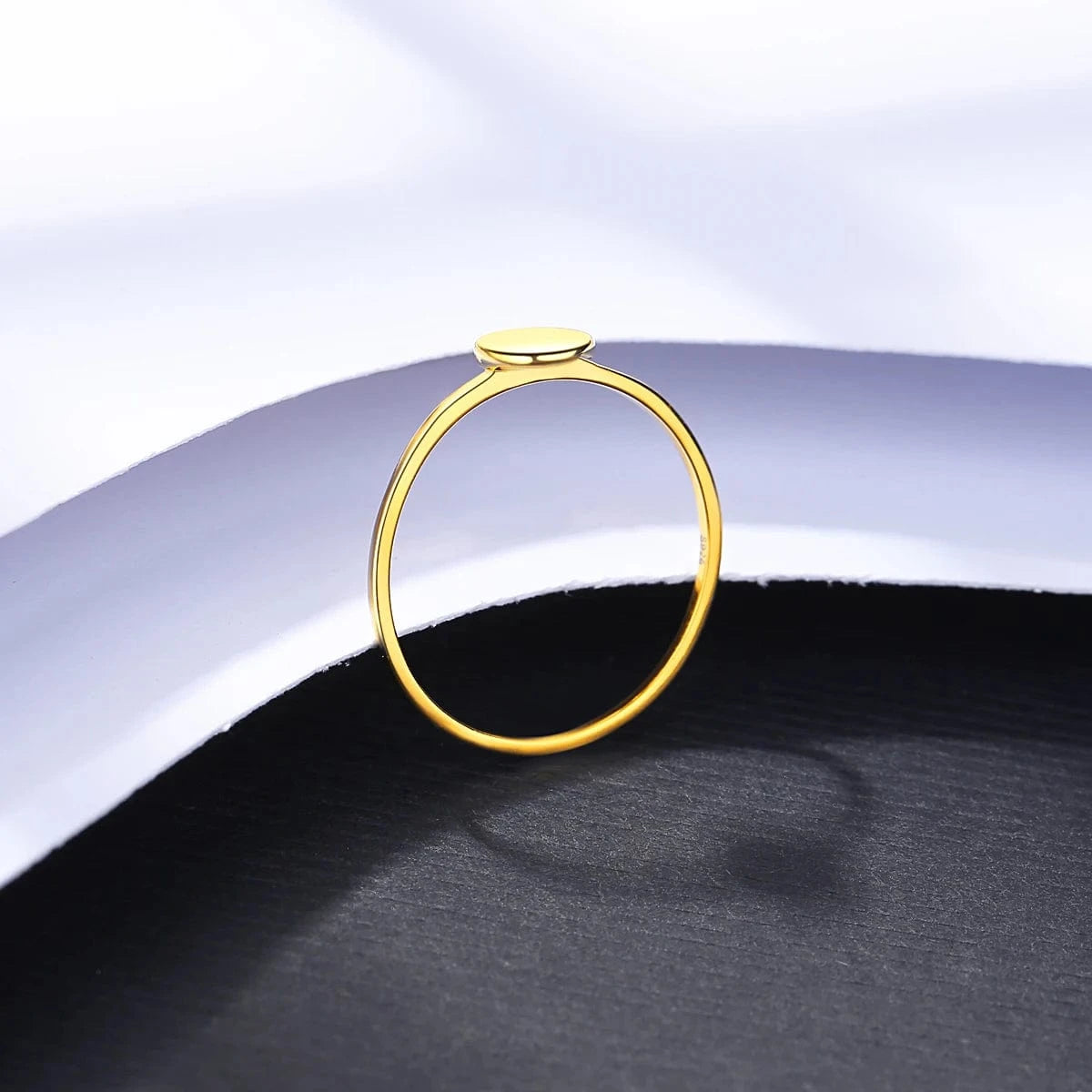 CZCITY Gold Plated Signet Finger Lady Fashion Metal Korean Pure S925 Sterling Dainty Unique Silver Ring