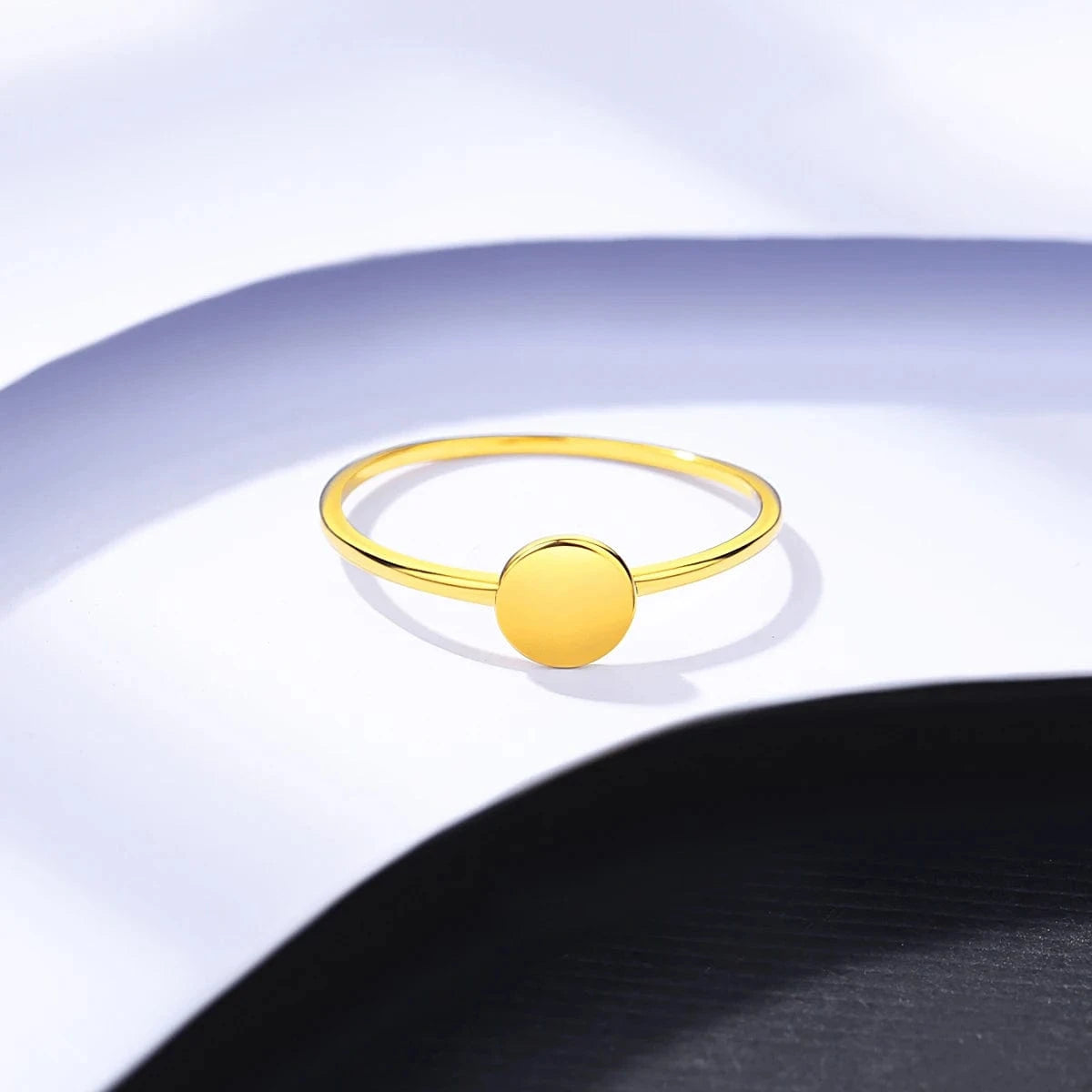 CZCITY Gold Plated Signet Finger Lady Fashion Metal Korean Pure S925 Sterling Dainty Unique Silver Ring