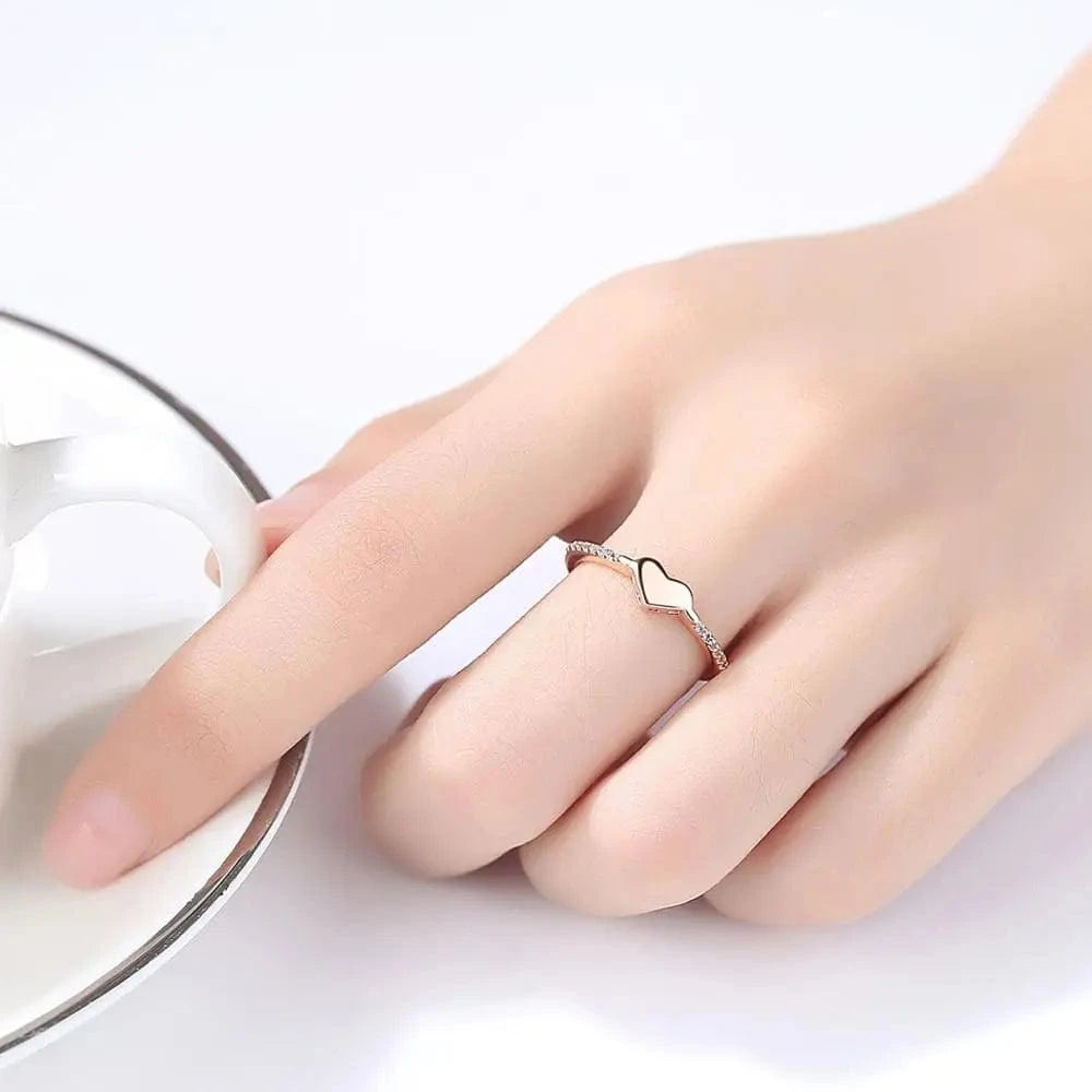 CZCITY Infinity Heart Ring Sterling 925 Silver Female Fashion Eternity Ring Cubic Zirconia Jewelry Rose Gold Diamond Ring
