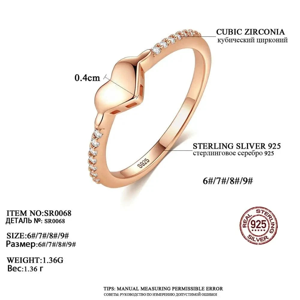 CZCITY Infinity Heart Ring Sterling 925 Silver Female Fashion Eternity Ring Cubic Zirconia Jewelry Rose Gold Diamond Ring