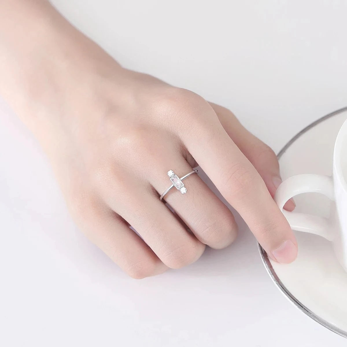CZCITY Korean S925 Jewelry Woman Finger Minimalist Girl Metal Promise Sterling Silver 925 Geometric Ring