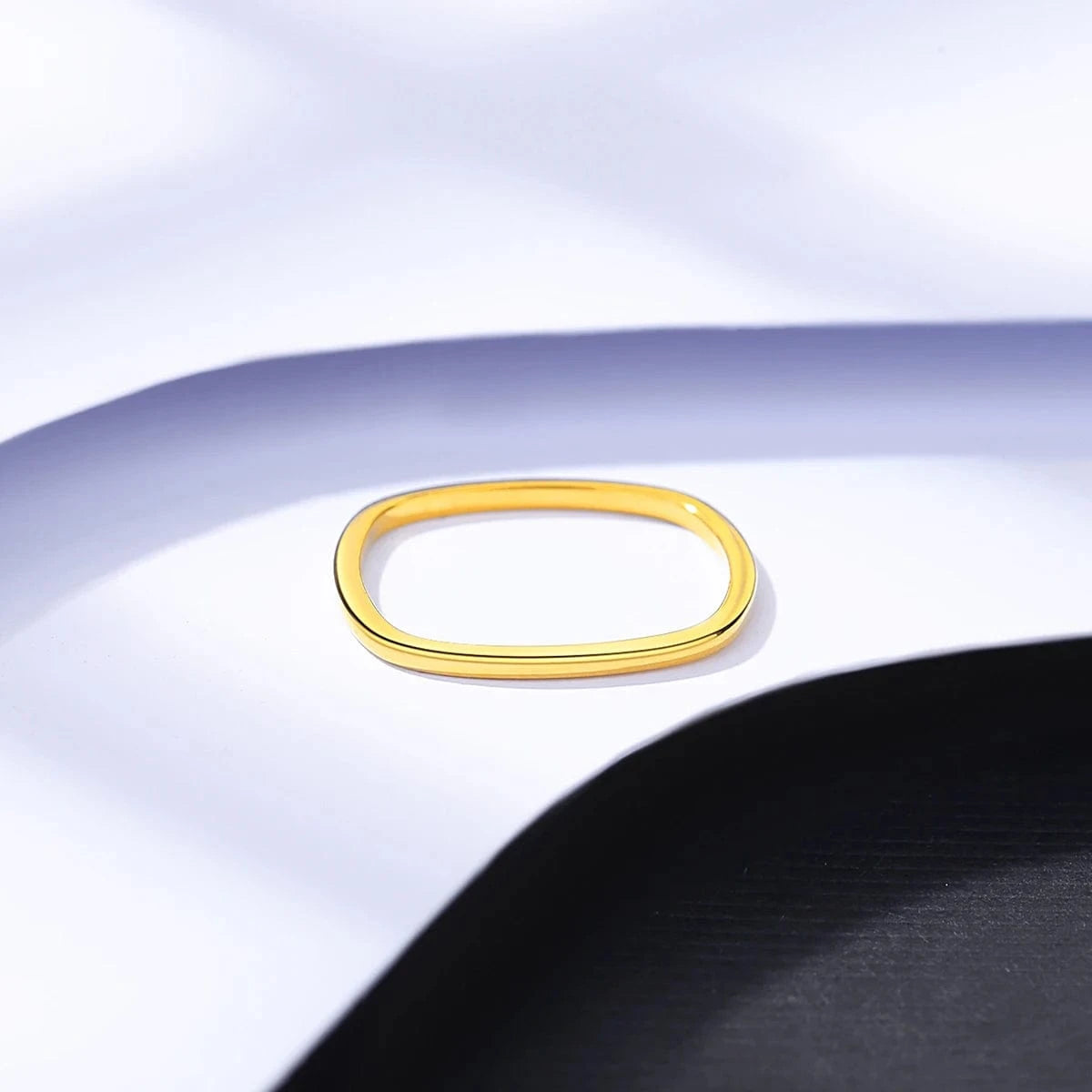 CZCITY Korean S925 Sterling Silver Gold Unique 925 Band Metal Finger Designed Dainty Woman Square Ring