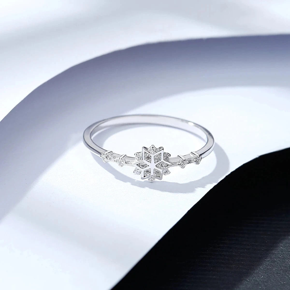 CZCITY Lady 925 Sterling Silver Jewelry Woman Trendy Snowflake Metal Korean Promise Finger S925 Minimalist Ring