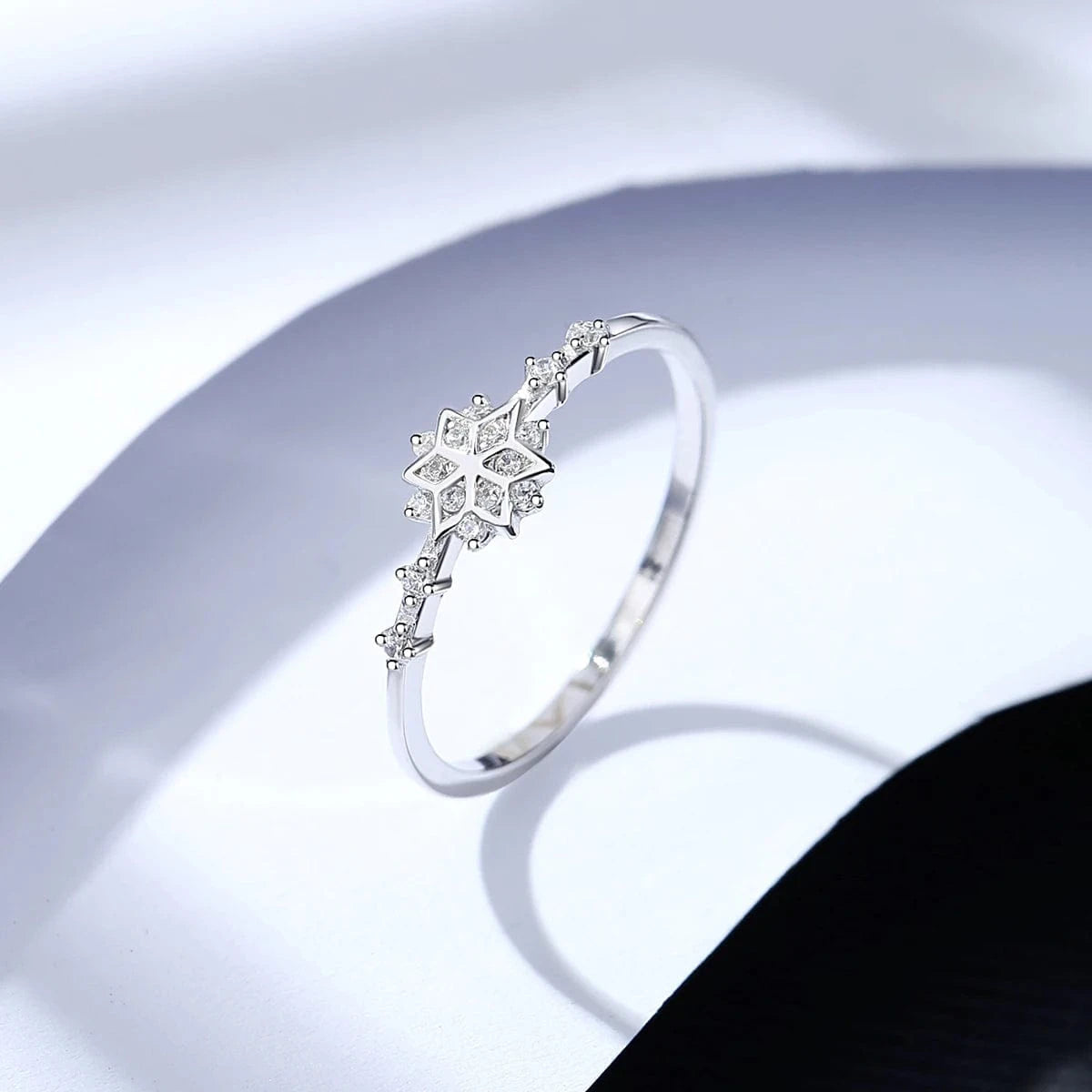 CZCITY Lady 925 Sterling Silver Jewelry Woman Trendy Snowflake Metal Korean Promise Finger S925 Minimalist Ring