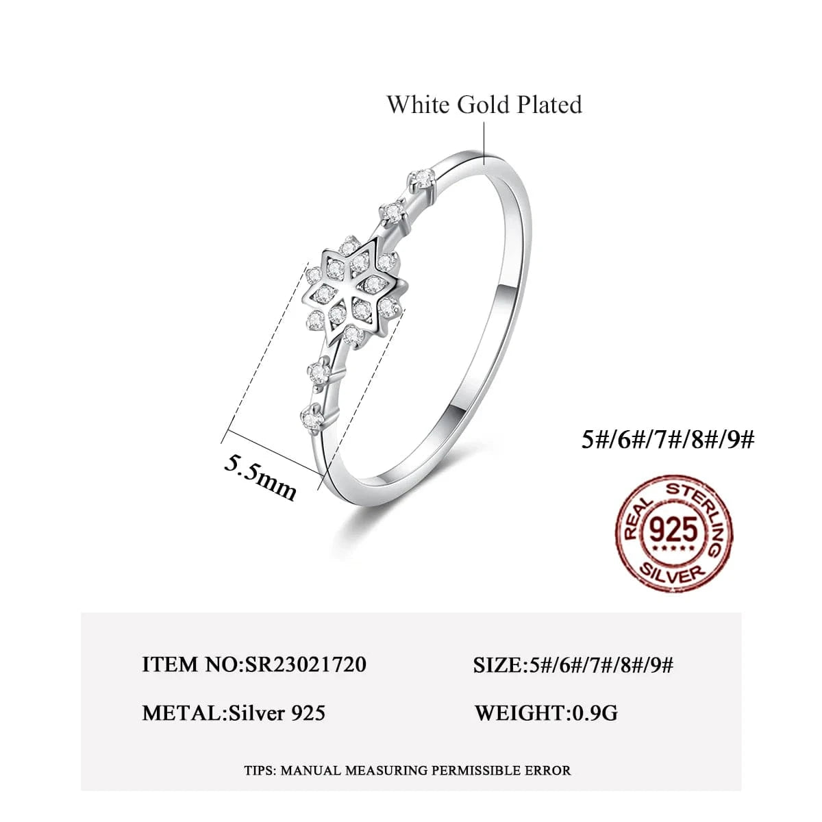 CZCITY Lady 925 Sterling Silver Jewelry Woman Trendy Snowflake Metal Korean Promise Finger S925 Minimalist Ring