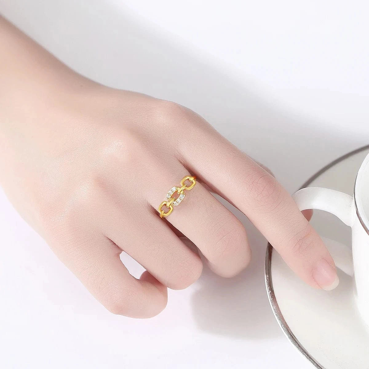 CZCITY Metal Trendy Jewelry Lady Cz Sterling 925 Plated Micro Zircon High Quality Silver Design For Girl Gold Ring