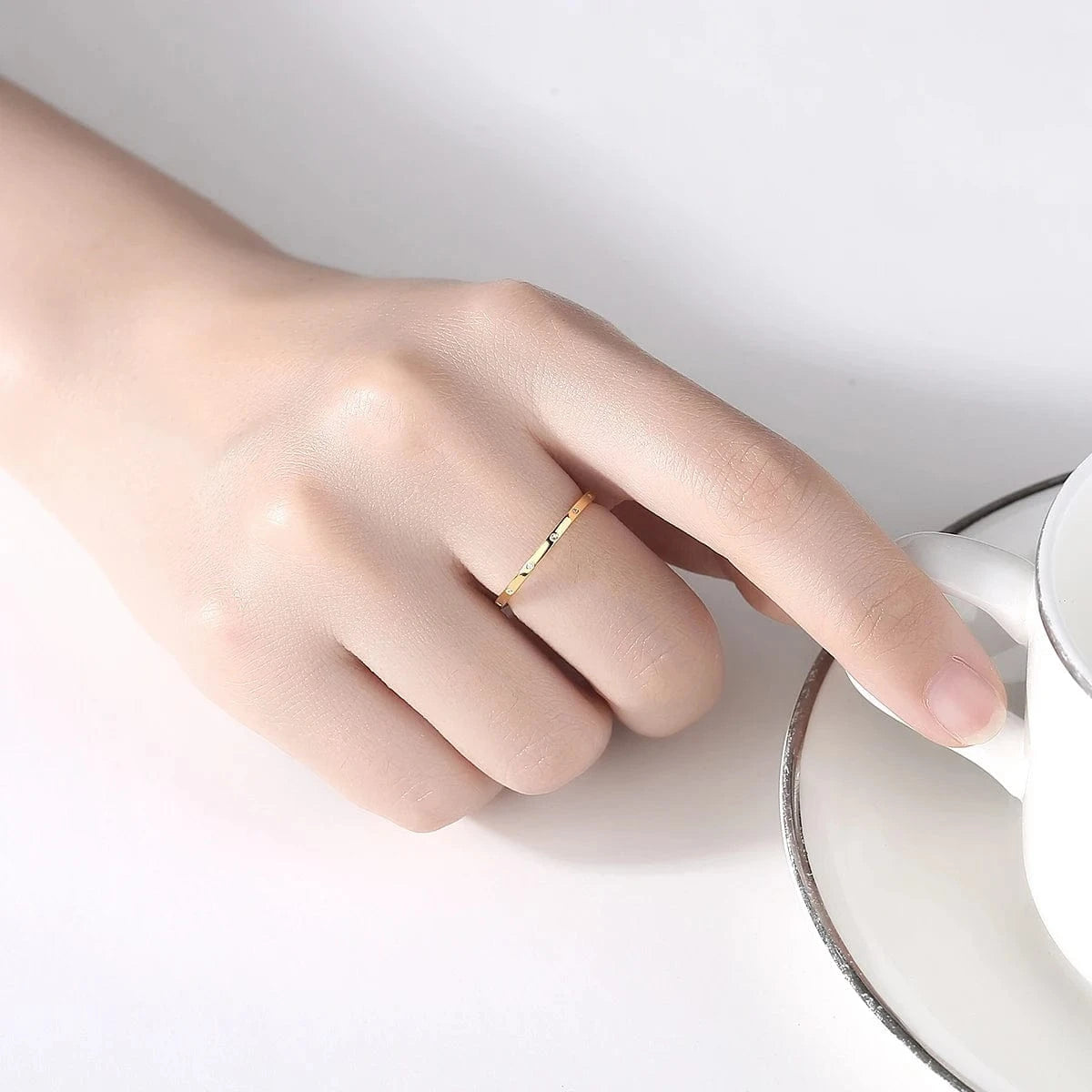CZCITY S925 Sterling Woman Lady 925 Trendy Gold Plated Signet Cheap Finger Zircon Popular Silver Cz Ring