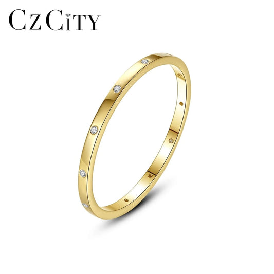 CZCITY S925 Sterling Woman Lady 925 Trendy Gold Plated Signet Cheap Finger Zircon Popular Silver Cz Ring
