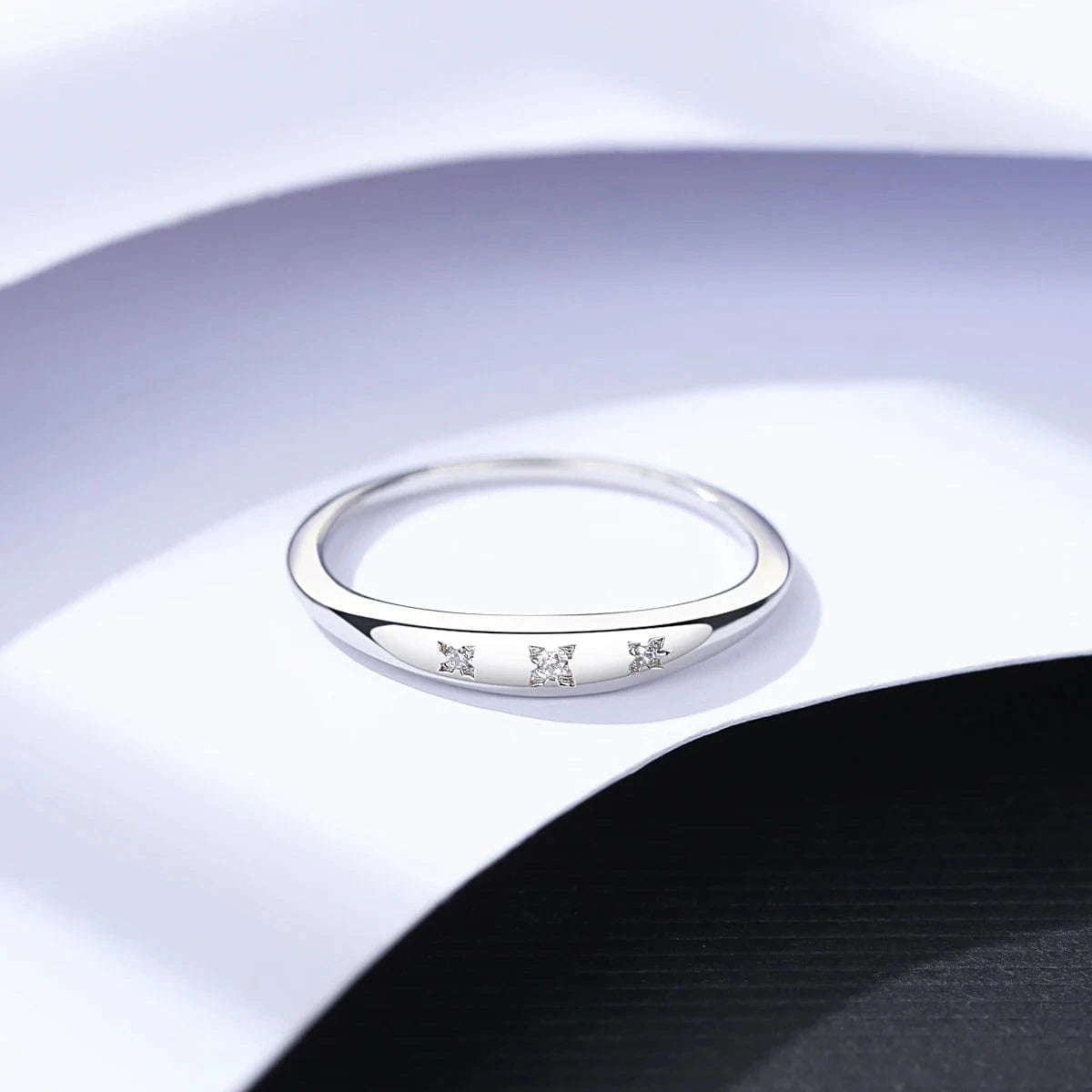 CZCITY Zirconium Pure Hand Fashion Jewelry Diamond Zircon Silver Design For Girl Chunky Ring