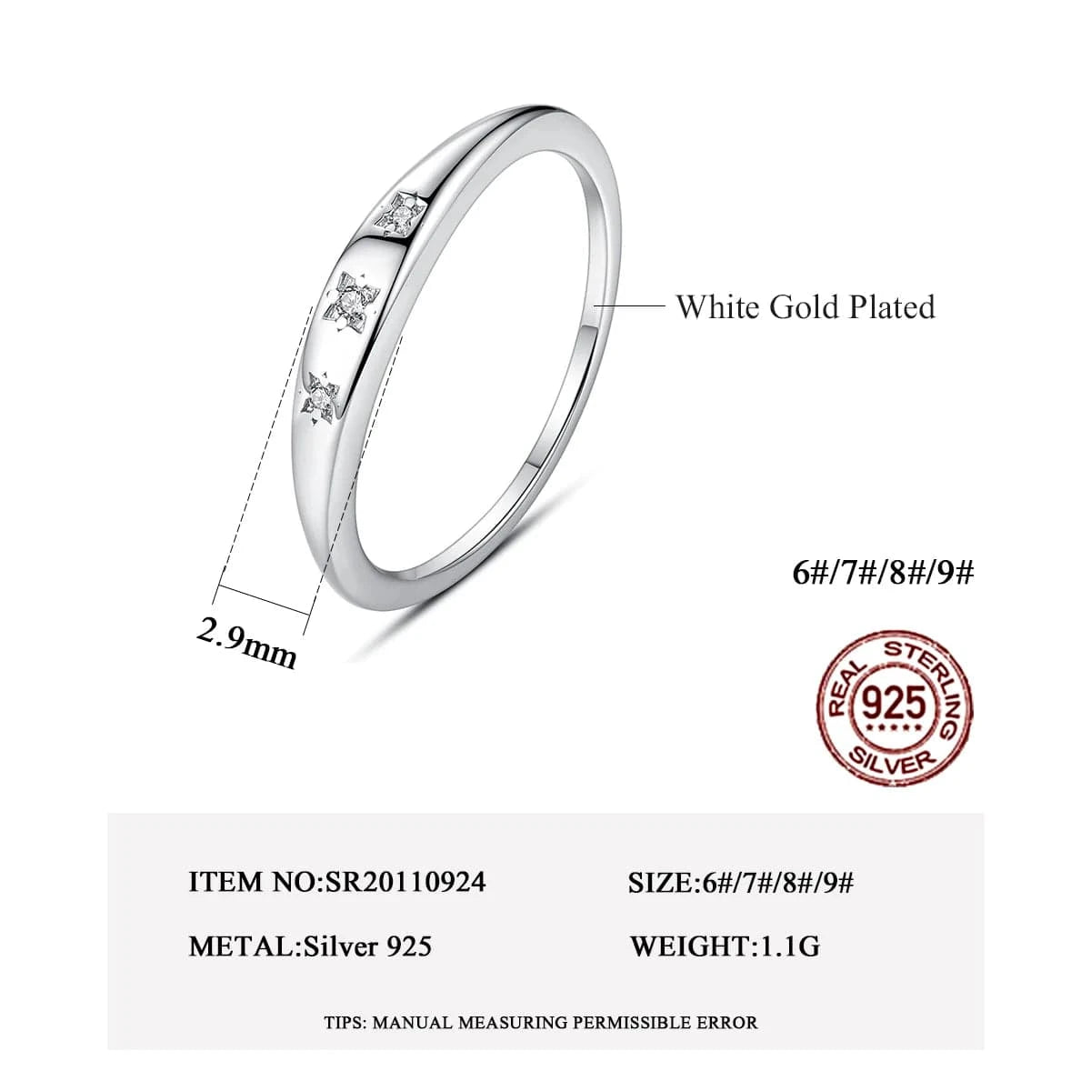 CZCITY Zirconium Pure Hand Fashion Jewelry Diamond Zircon Silver Design For Girl Chunky Ring