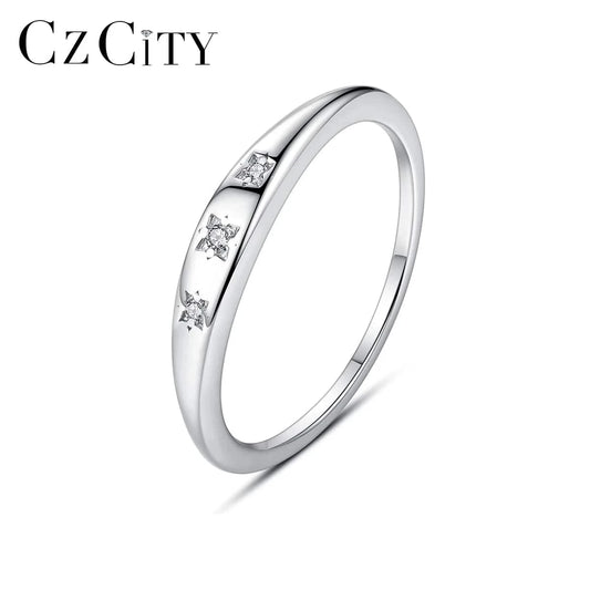 CZCITY Zirconium Pure Hand Fashion Jewelry Diamond Zircon Silver Design For Girl Chunky Ring