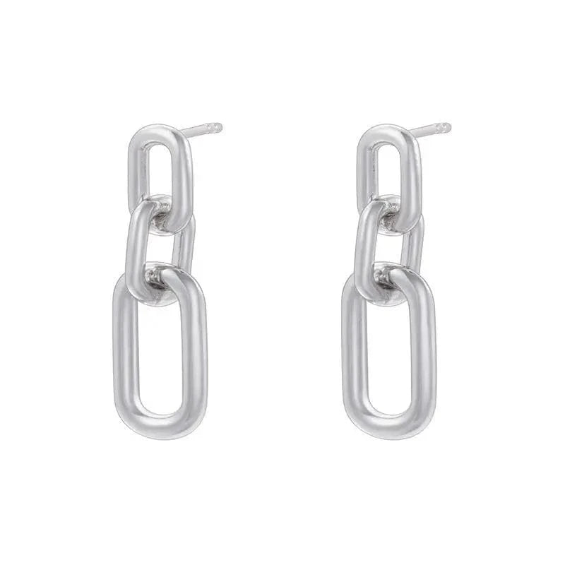 D-2 Trendy Fashion Zircon Knot Heart Stud Earrings Brass Gold Plated Geometry 3 Layers Oval Drop Earrings Women Korean Jewelry