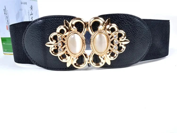 D0702YD10 2023 Latest Models Fitness Gold Plated Buckle Jewel Elastic Belts For Ladies Sehe Fashion