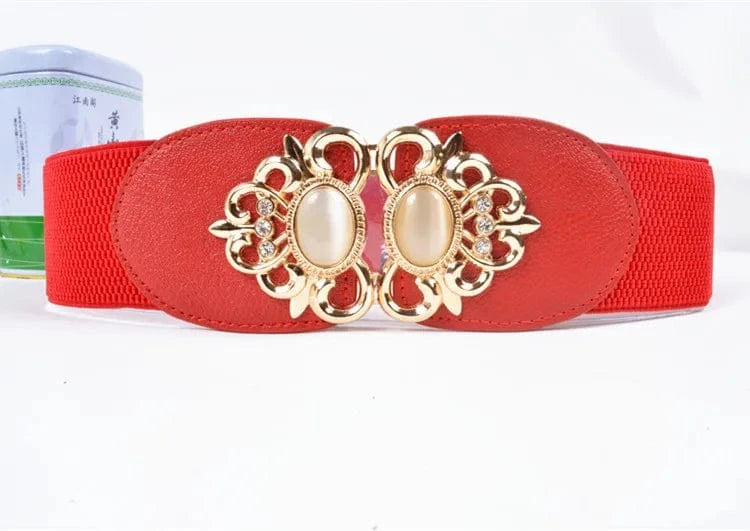 D0702YD10 2023 Latest Models Fitness Gold Plated Buckle Jewel Elastic Belts For Ladies Sehe Fashion