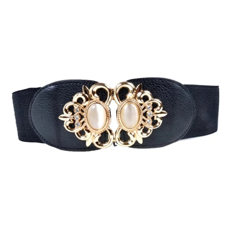 D0702YD10 2023 Latest Models Fitness Gold Plated Buckle Jewel Elastic Belts For Ladies Sehe Fashion