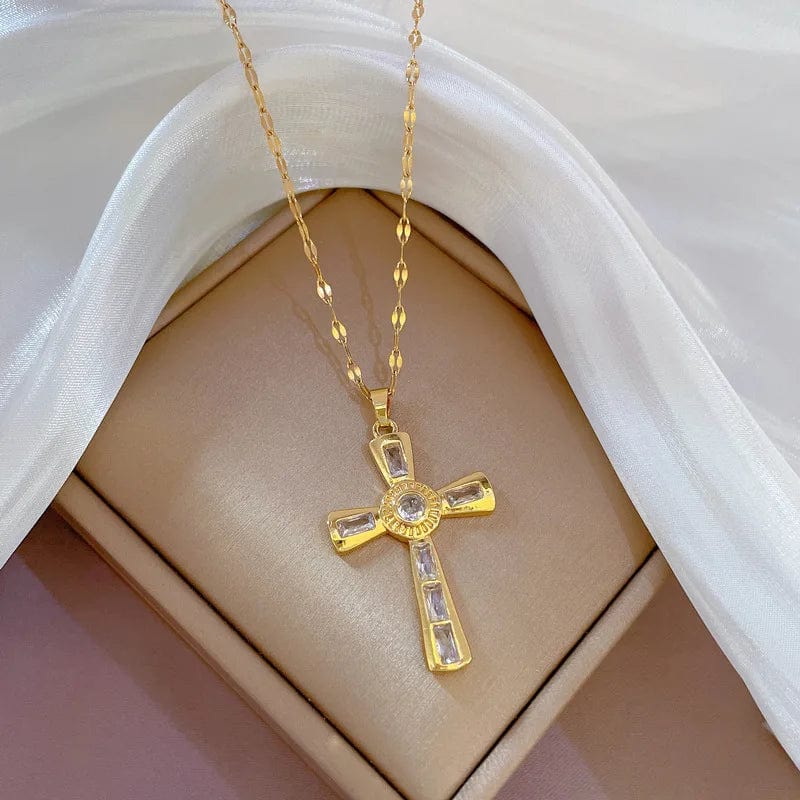 D118 New Temperamental Dainty Cross Necklace Versatile Titanium Steel Necklace Trendy Women'S Jewelry Necklace