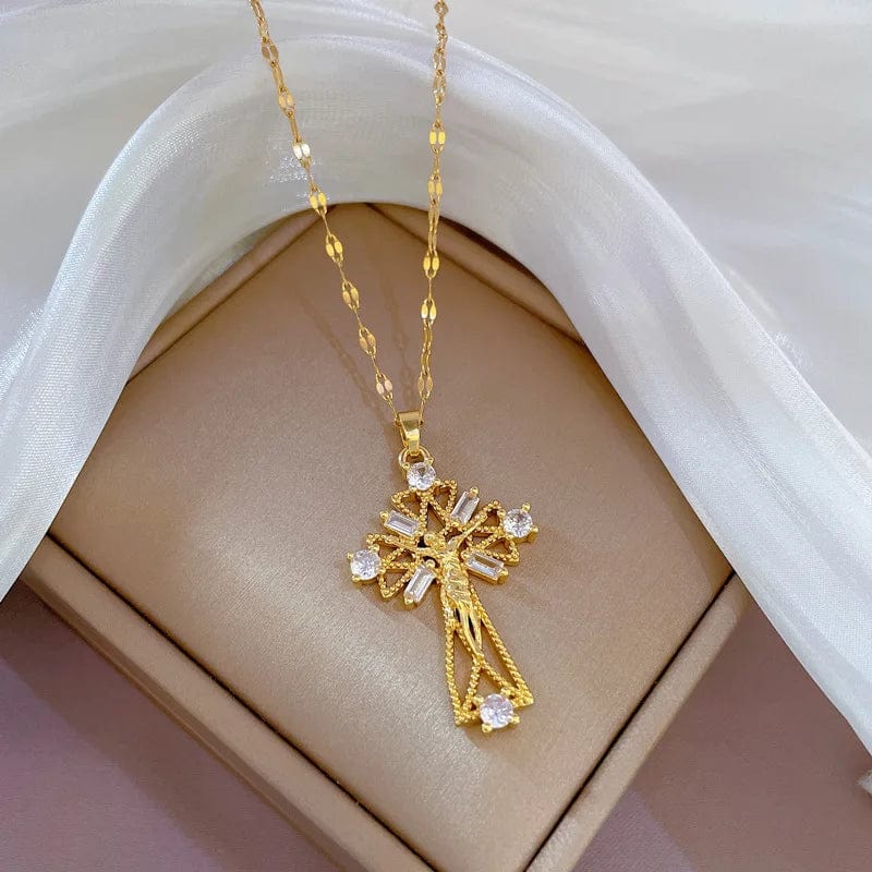 D21 New Temperamental Dainty Cross Necklace Versatile Titanium Steel Necklace Trendy Women'S Jewelry Necklace