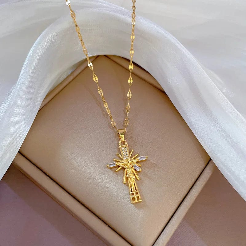 D214 New Temperamental Dainty Cross Necklace Versatile Titanium Steel Necklace Trendy Women'S Jewelry Necklace