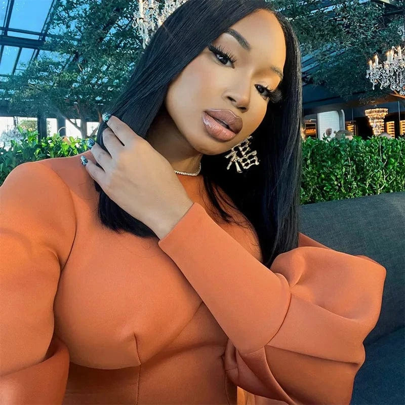 D23ds231 Autumn Winter 2024 New O-neck Long Sleeve Sexy Mini Dress Solid Bodycon Backless Elegant Clothes For Women Lady