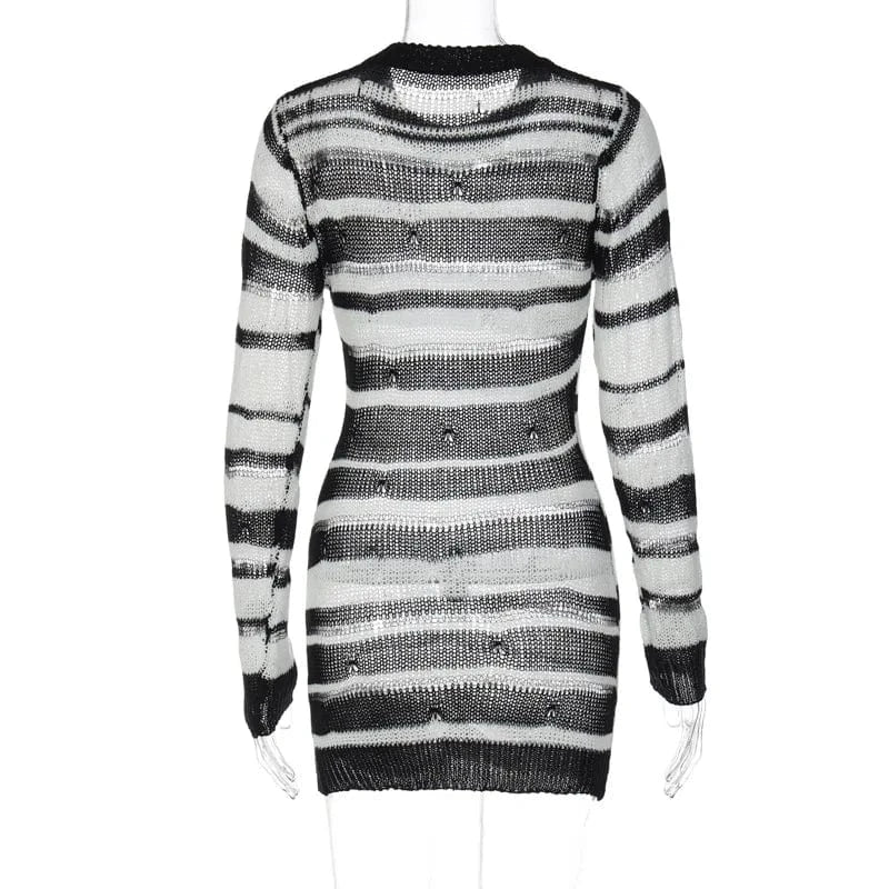 D3713481w Sexy Fall Graceful Women's Knitting Dress Sweater New O-neck Long-sleeved Striped Wrap Dress For Lady Women