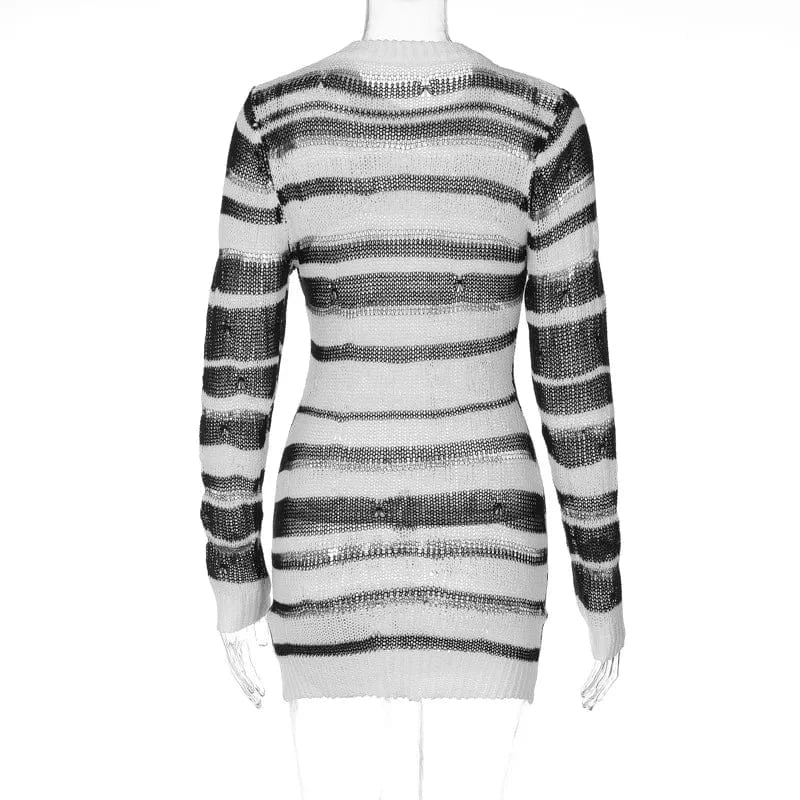 D3713481w Sexy Fall Graceful Women's Knitting Dress Sweater New O-neck Long-sleeved Striped Wrap Dress For Lady Women