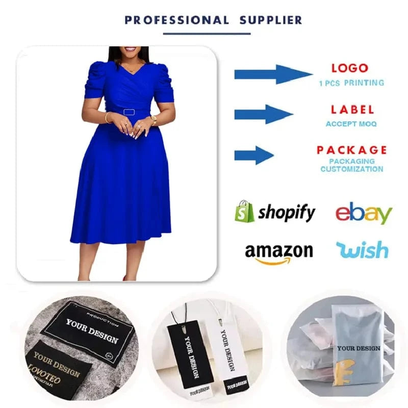 D490 Latest Design Elegant Summer Dress For Women Short Sleeve V-neck Ruched A-line Ladies Office Dresses Women Casual Dresses