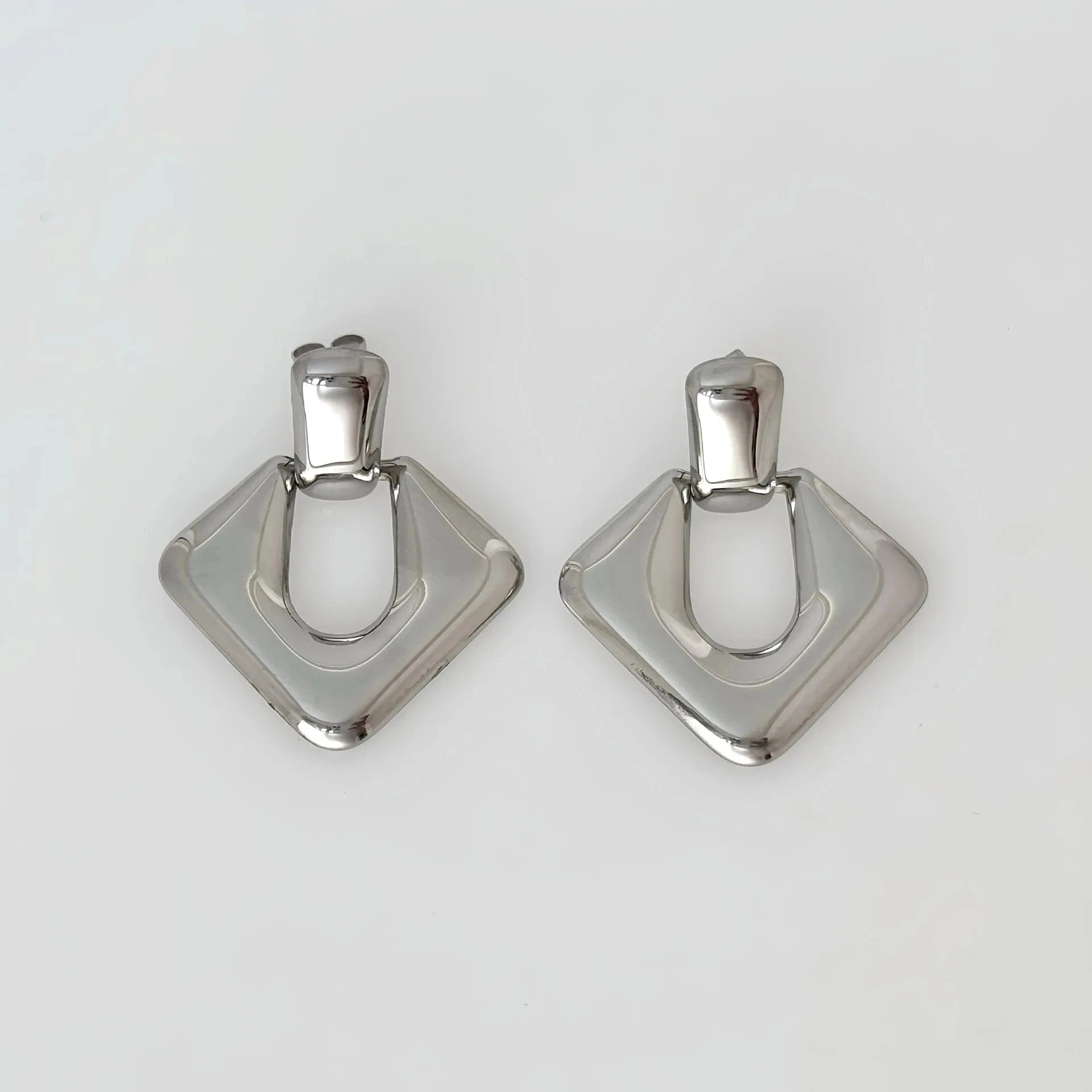 Dainty geometric earring / Normal / silver Chic bold hypoallergenic earring pvd gold plated titanium steel waterproof statement geometric stud earrings for women