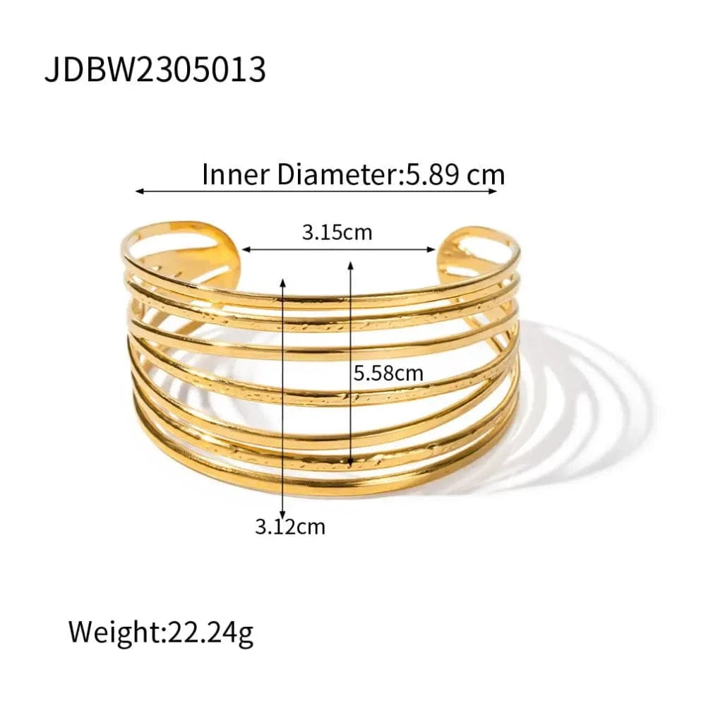 Dainty / Picture / BR984 BR984 Hollow Out Design Multilayer Bracelet 18K PVD Gold-plated Stainless Steel Texture Bracelet for Women