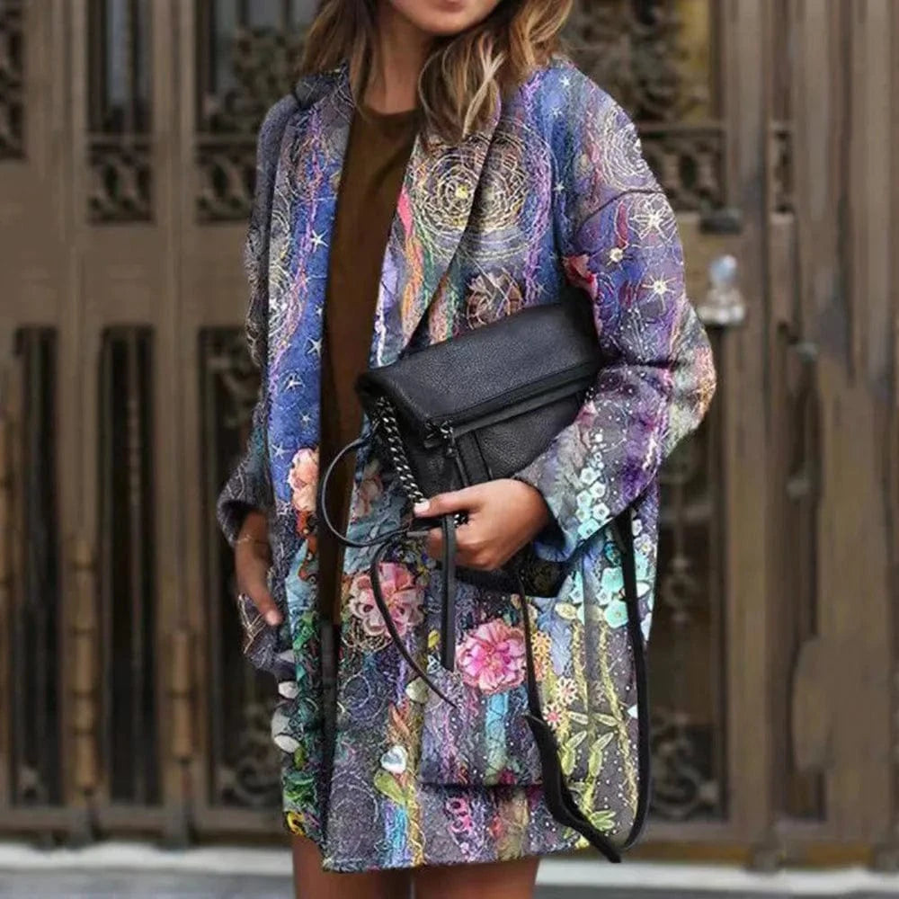 DAMOCHIC 2023 Fall New Arrival Print Coat Ladies Full Sleeve Overcoat Women Winter Modest Trench Coats Long Outwear Wholesale