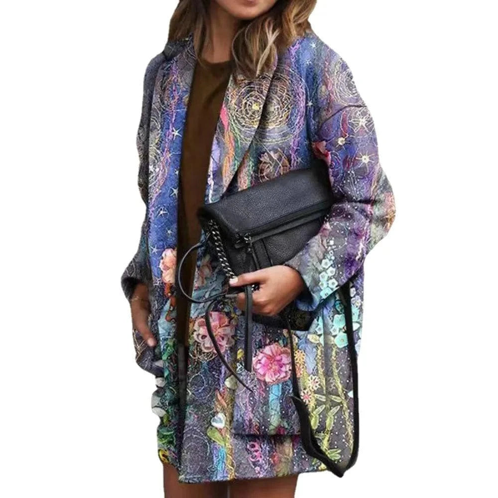 DAMOCHIC 2023 Fall New Arrival Print Coat Ladies Full Sleeve Overcoat Women Winter Modest Trench Coats Long Outwear Wholesale
