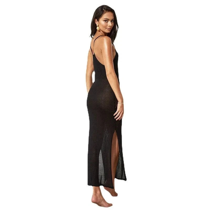 DAMOCHIC Cami Knit Swimwear dress cover up Summer Solid color beach cover ups for women Bathing Suit Maxi dress cover up 2023