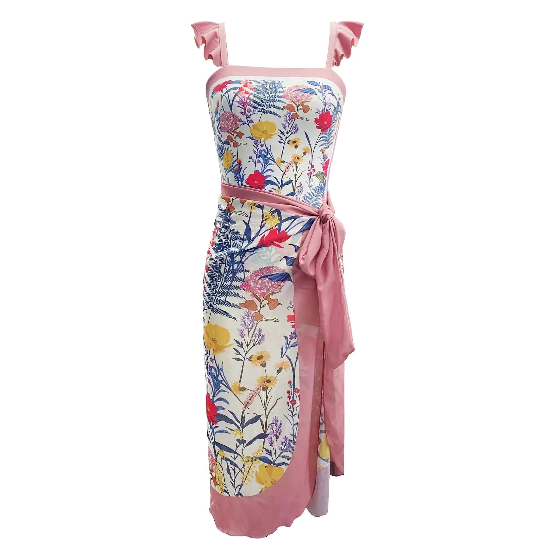 DAMOCHIC China Wholesale Swimwear Clothing 1 Piece Bathing Suit with Skirt Cover Up Beachwear Floral Print Swimsuit Women 2023
