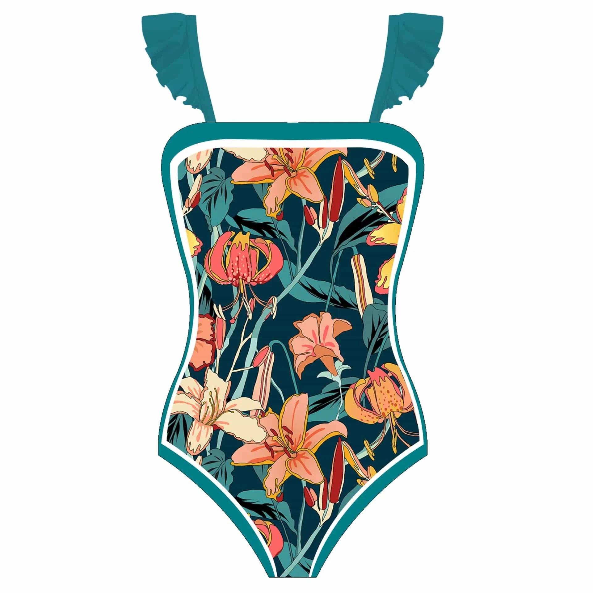 DAMOCHIC China Wholesale Swimwear Clothing 1 Piece Bathing Suit with Skirt Cover Up Beachwear Floral Print Swimsuit Women 2023
