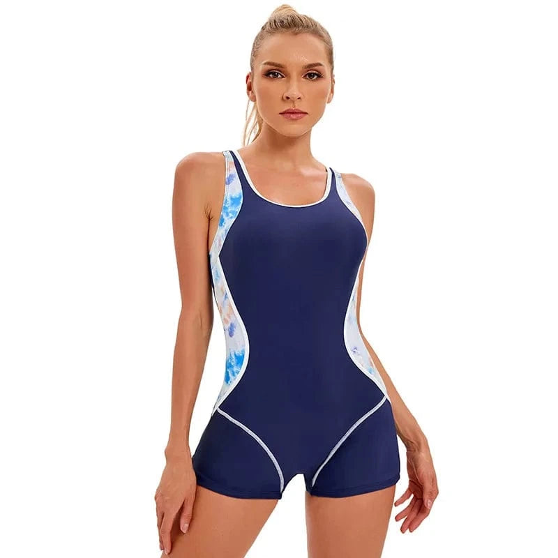 DAMOCHIC Custom Logo Fitness Swimwear Customized One Piece Sport Swimsuit Back Cutout Color Block Elastic Fitness Swimwear Women
