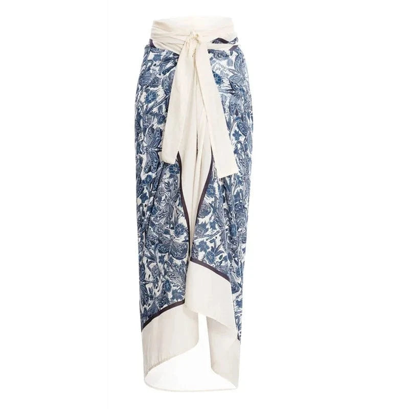 DAMOCHIC Custom One Piece Beachwear Matching Beach Cover Up Wrap Skirt Printed Two Piece Swimsuit Summer Beach Sarong Skirt 2023