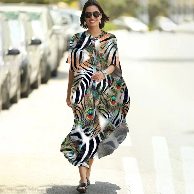 DAMOCHIC Custom Print Beach Kaftan Swimsuit Cover Up Loose Shirt Swim Dress Vacation Women Beach Wear Cover Up Summer Dress 2023