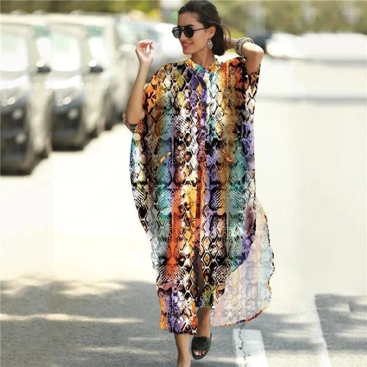DAMOCHIC Custom Print Beach Kaftan Swimsuit Cover Up Loose Shirt Swim Dress Vacation Women Beach Wear Cover Up Summer Dress 2023