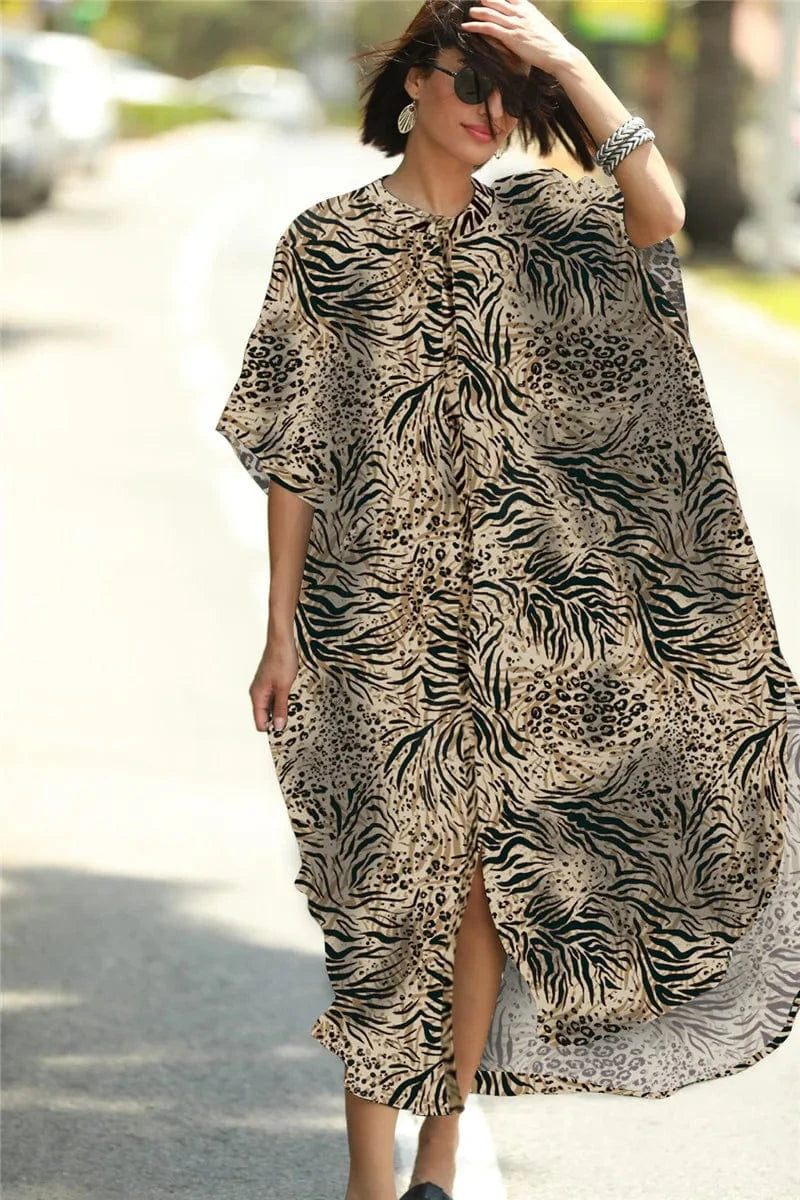 DAMOCHIC Custom Print Beach Kaftan Swimsuit Cover Up Loose Shirt Swim Dress Vacation Women Beach Wear Cover Up Summer Dress 2023