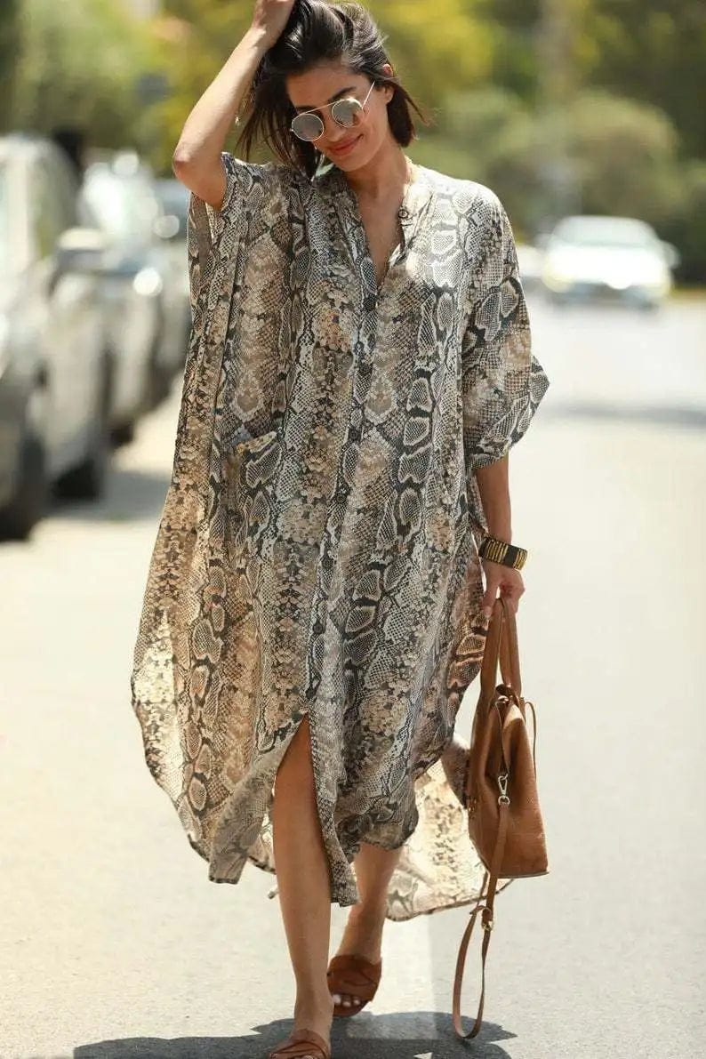 DAMOCHIC Custom Print Beach Kaftan Swimsuit Cover Up Loose Shirt Swim Dress Vacation Women Beach Wear Cover Up Summer Dress 2023