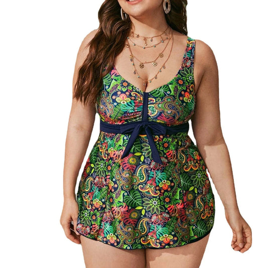 DAMOCHIC Good Price Plus Size Swimwear Beachwear for Fat Women Wholesale Custom China Tankini Floral Print Shorts Swimsuit 2023