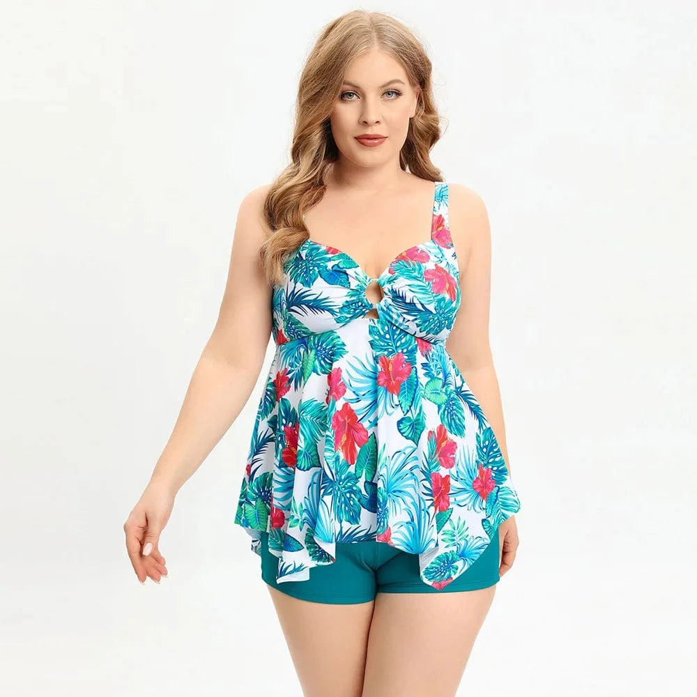 DAMOCHIC Good sale Plus size swimsuit for women Summer Flounce fold Tankinis Sets 2023 new style split bathing suits