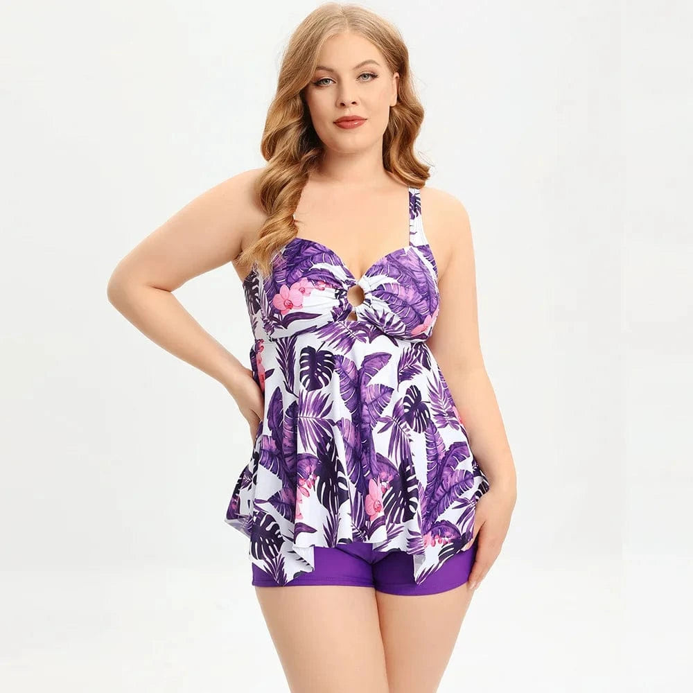 DAMOCHIC Good sale Plus size swimsuit for women Summer Flounce fold Tankinis Sets 2023 new style split bathing suits