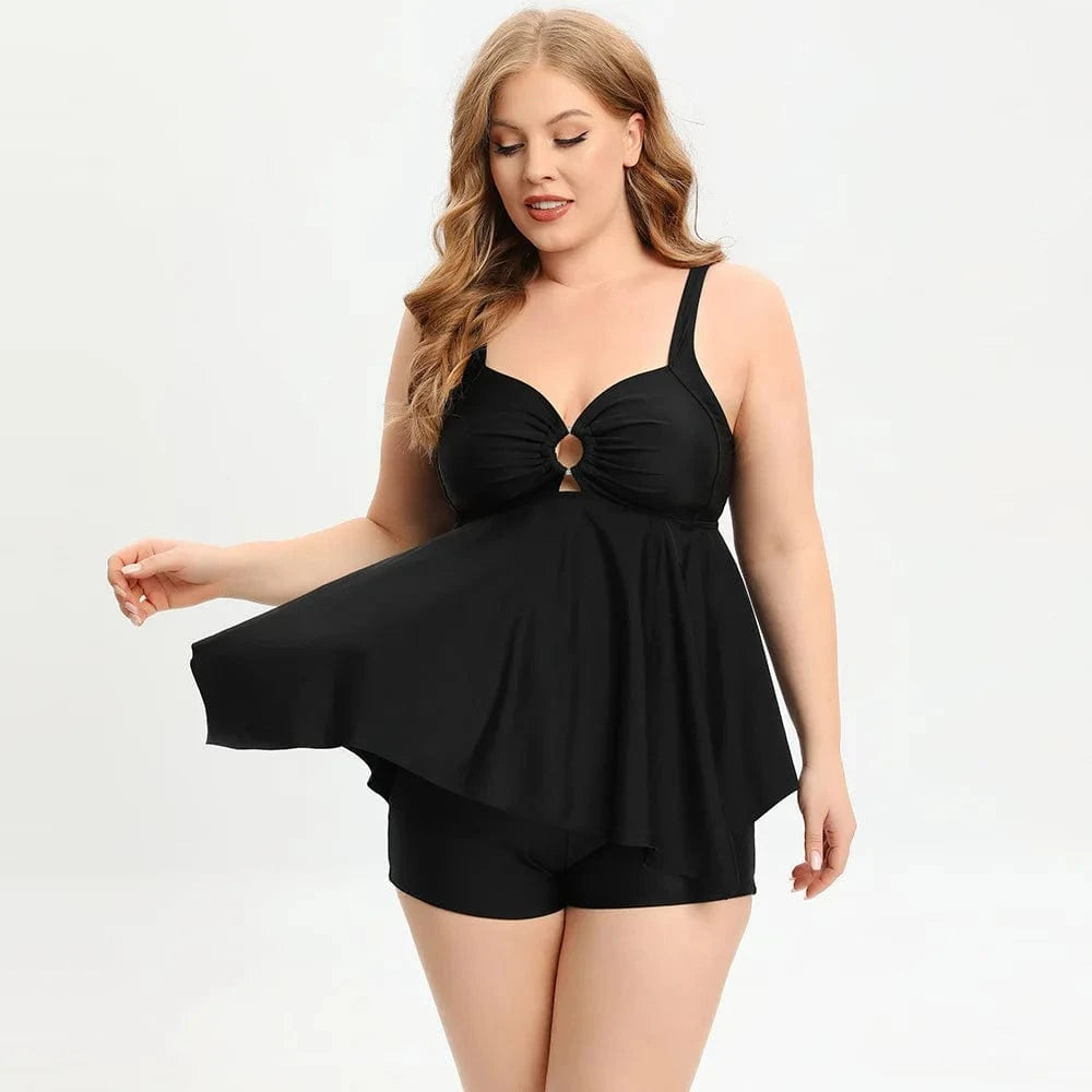DAMOCHIC Good sale Plus size swimsuit for women Summer Flounce fold Tankinis Sets 2023 new style split bathing suits