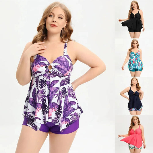 DAMOCHIC Good sale Plus size swimsuit for women Summer Flounce fold Tankinis Sets 2023 new style split bathing suits