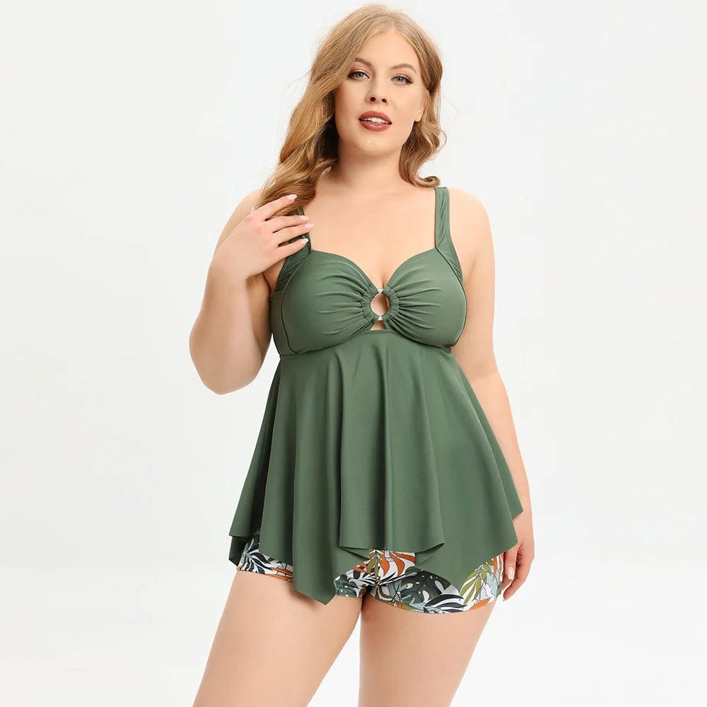 DAMOCHIC Good sale Plus size swimsuit for women Summer Flounce fold Tankinis Sets 2023 new style split bathing suits