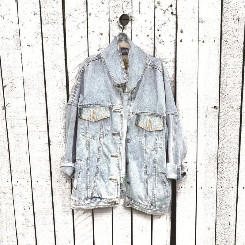 DAMOCHIC Graffiti Heart Print Denim Jackets Long Sleeve Winter Coats Custom Fall Ladies Tops Sexy Jean Jackets for Women 2023