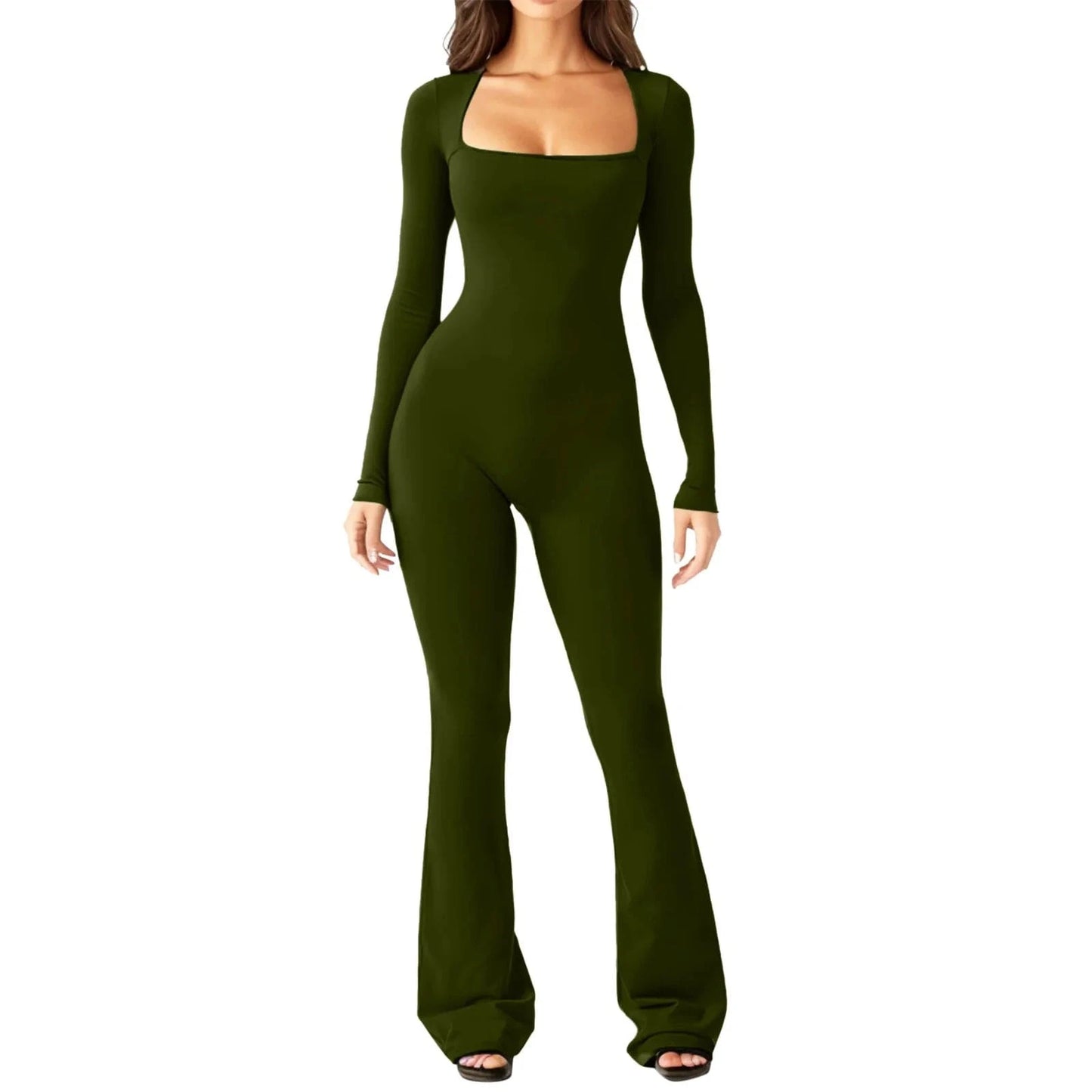 DAMOCHIC Lady Jumpsuit Playsuit Bodysuits Bodycon Autumn Winter Long Sleeves Jumpsuit High Stretch Tight Skinny Long Jumpsuits