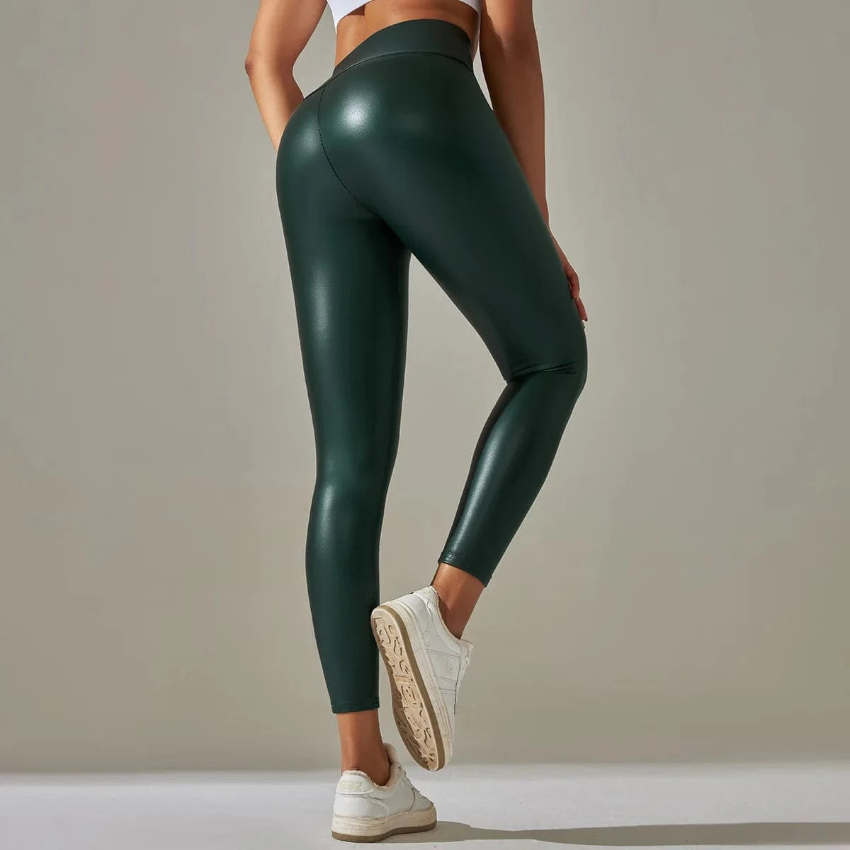 DAMOCHIC New Arrivals 2023 Leather Legging Skinny Plus Size Yoga Tights Large Women's Leggings High-Waisted PU Leather Leggings
