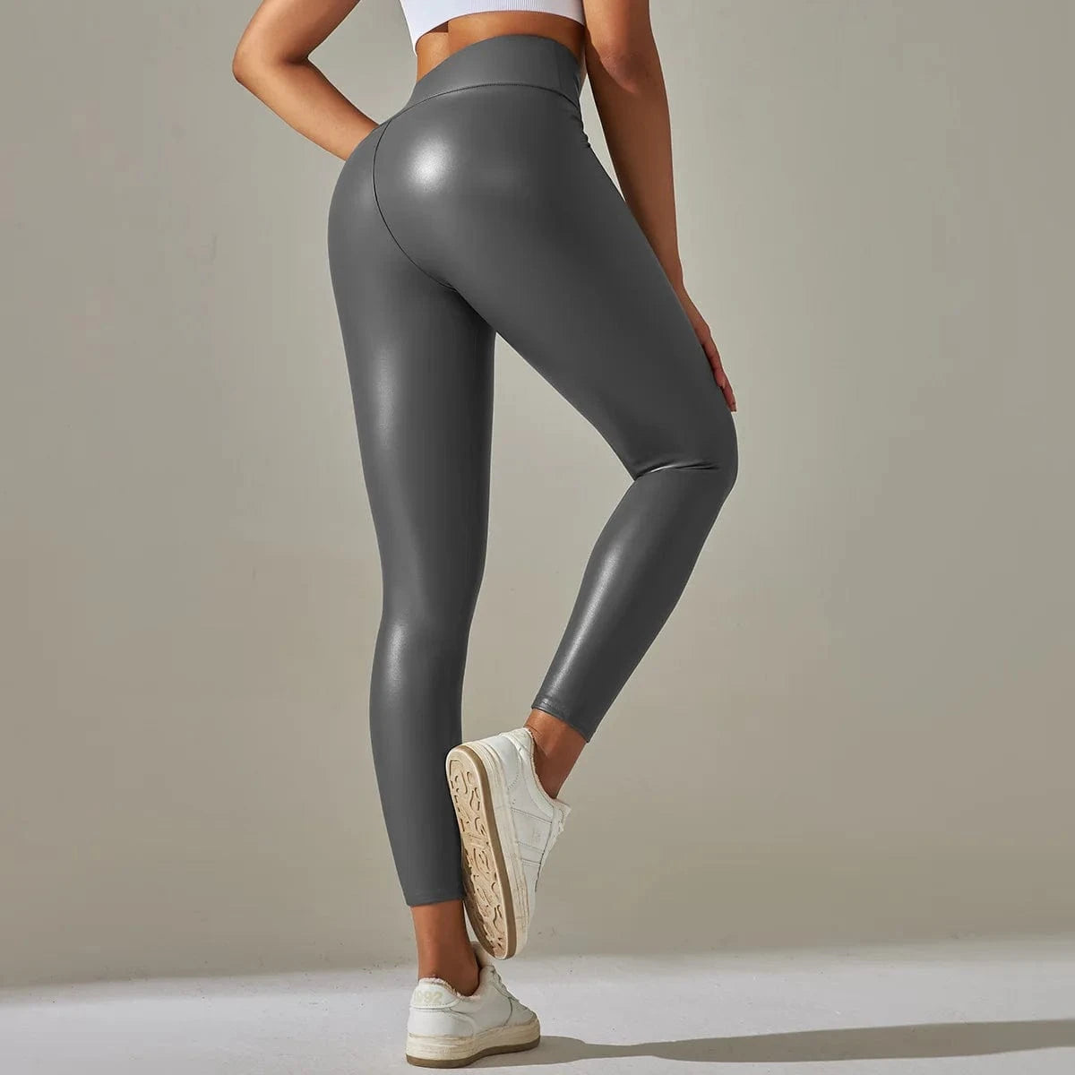 DAMOCHIC New Arrivals 2023 Leather Legging Skinny Plus Size Yoga Tights Large Women's Leggings High-Waisted PU Leather Leggings
