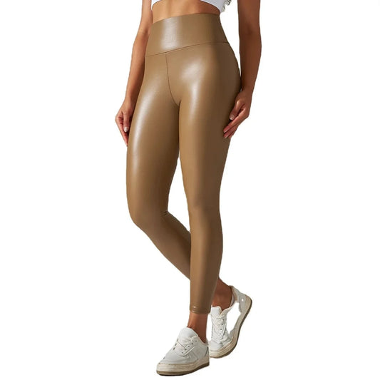 DAMOCHIC New Arrivals 2023 Leather Legging Skinny Plus Size Yoga Tights Large Women's Leggings High-Waisted PU Leather Leggings